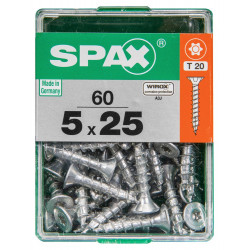 Lot De 60 Vis Acier Tête Autofraisée Plate Spax, Diam.5 Mm X L.25 Mm de marque SPAX, référence: B9913400