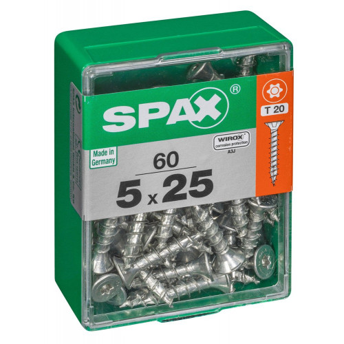 Lot De 60 Vis Acier Tête Autofraisée Plate Spax, Diam.5 Mm X L.25 Mm - SPAX