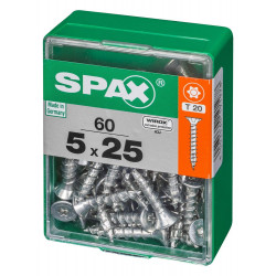 Lot De 60 Vis Acier Tête Autofraisée Plate Spax, Diam.5 Mm X L.25 Mm - SPAX