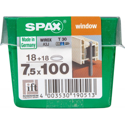 Lot De 18 Vis Acier Tête Fraisée Torx Spax, Diam.7.5 Mm X L.100 Mm - SPAX