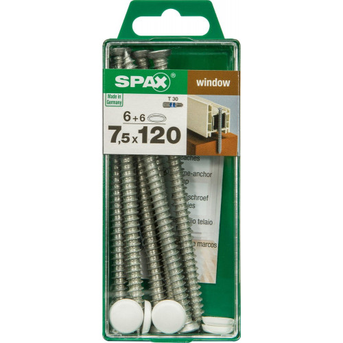 Lot De 6 Vis Acier Tête Fraisée Torx Spax, Diam.7.5 Mm X L.120 Mm - SPAX
