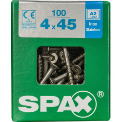 Lot De 100 Vis Inox Tête Fraisée Torx Spax, Diam.4 Mm X L.45 Mm - SPAX