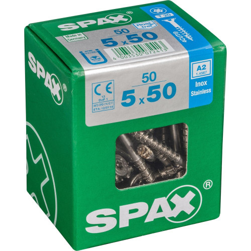 Lot De 50 Vis Inox Tête Fraisée Torx Spax, Diam.5 Mm X L.50 Mm - SPAX
