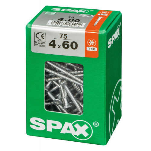 Lot De 75 Vis Acier Tête Fraisée Torx Spax, Diam.4 Mm X L.60 Mm - SPAX