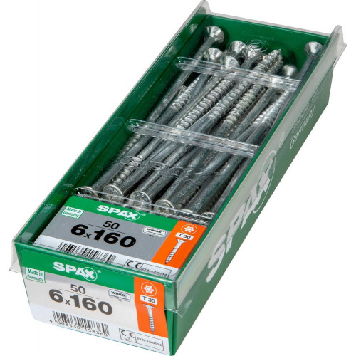 Lot De 50 Vis Acier Tête Fraisée Torx Spax, Diam.6 Mm X L.160 Mm - SPAX