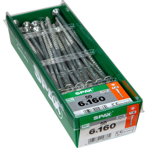 Lot De 50 Vis Acier Tête Fraisée Torx Spax, Diam.6 Mm X L.160 Mm - SPAX