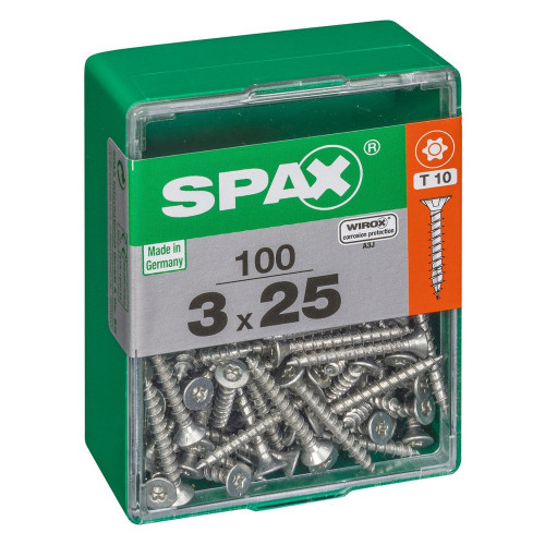 Lot De 100 Vis Acier Tête Plate Spax, Diam.3 Mm X L.25 Mm - SPAX