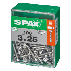 Lot De 100 Vis Acier Tête Plate Spax, Diam.3 Mm X L.25 Mm - SPAX