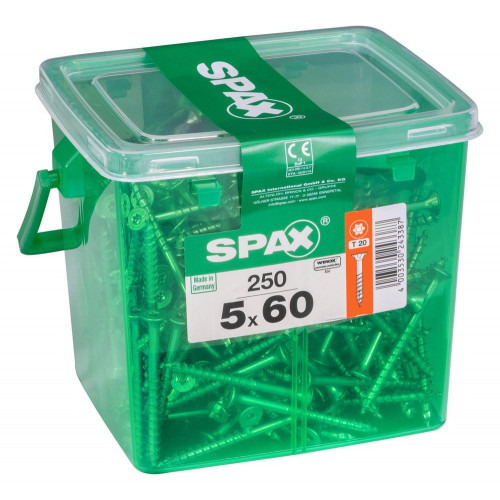 Lot De 250 Vis Acier Tête Plate Spax, Diam.5 Mm X L.60 Mm - SPAX