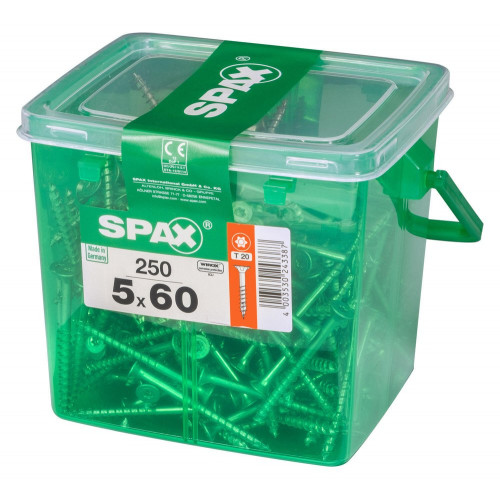 Lot De 250 Vis Acier Tête Plate Spax, Diam.5 Mm X L.60 Mm - SPAX
