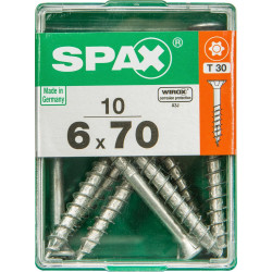 Lot De 10 Vis Acier Tête Plate Spax, Diam.6 Mm X L.70 Mm de marque SPAX, référence: B9914800