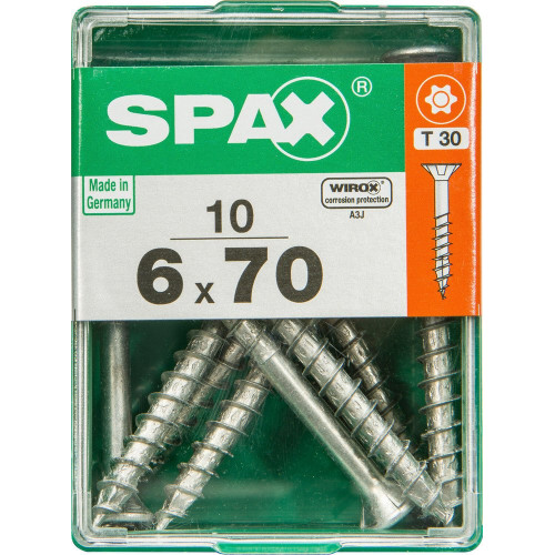 Lot De 10 Vis Acier Tête Plate Spax, Diam.6 Mm X L.70 Mm - SPAX