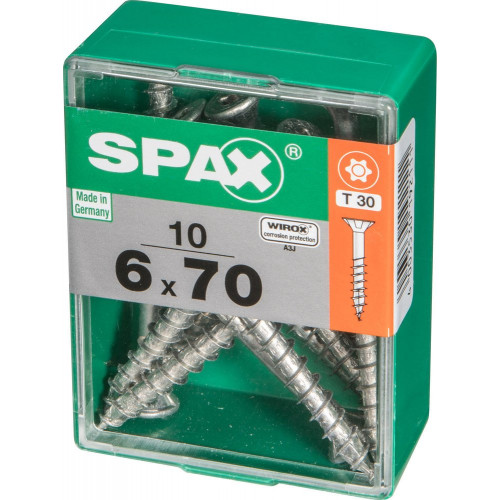 Lot De 10 Vis Acier Tête Plate Spax, Diam.6 Mm X L.70 Mm - SPAX