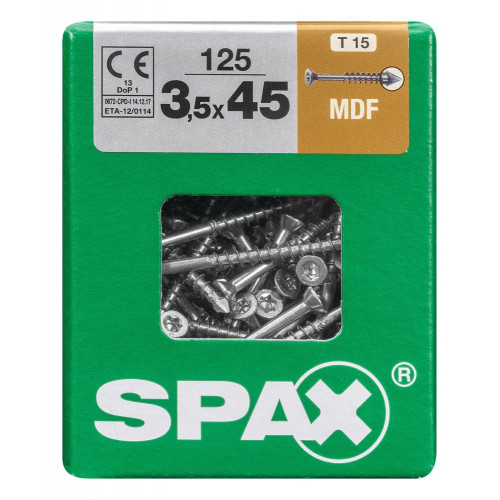 Lot De 125 Vis Acier Tête Fraisée Pozidriv Spax, Diam.3.5 Mm X L.45 Mm - SPAX