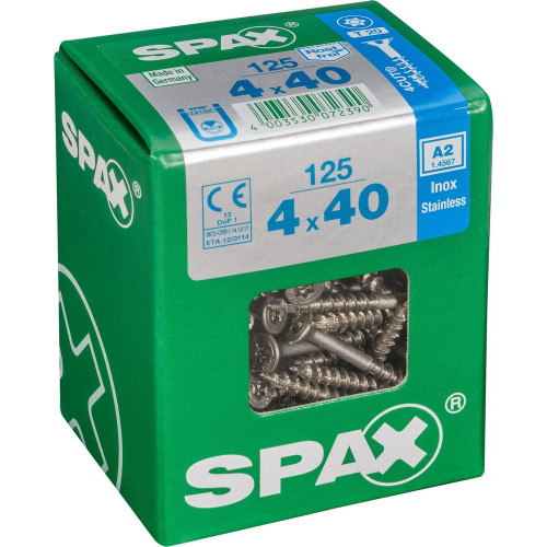 Lot De 125 Vis Inox Tête Fraisée Torx Spax, Diam.4 Mm X L.40 Mm - SPAX