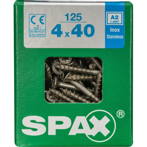 Lot De 125 Vis Inox Tête Fraisée Torx Spax, Diam.4 Mm X L.40 Mm - SPAX