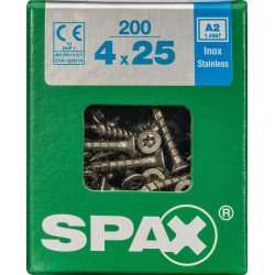 Lot De 200 Vis Inox Tête Fraisée Torx Spax, Diam.4 Mm X L.25 Mm de marque SPAX, référence: B9915500