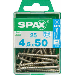 Lot De 25 Vis Inox Tête Fraisée Torx Spax, Diam.4.5 Mm X L.50 Mm - SPAX