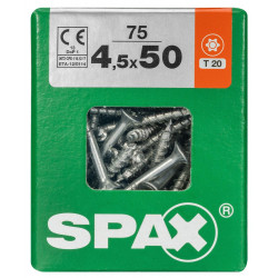 Lot De 75 Vis Acier Tête Fraisée Torx Spax, Diam.4.5 Mm X L.50 Mm de marque SPAX, référence: B9915800