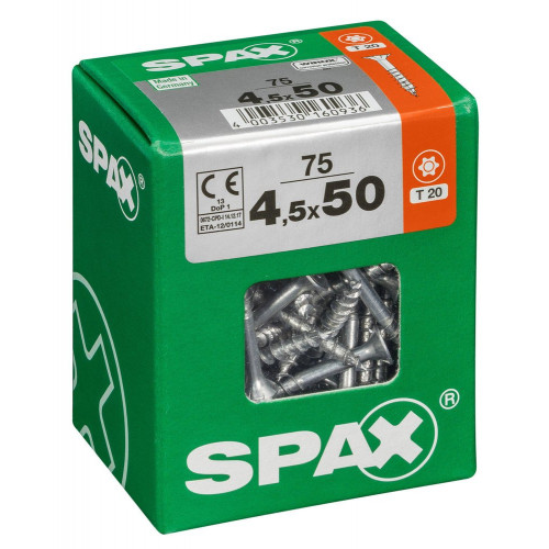Lot De 75 Vis Acier Tête Fraisée Torx Spax, Diam.4.5 Mm X L.50 Mm - SPAX