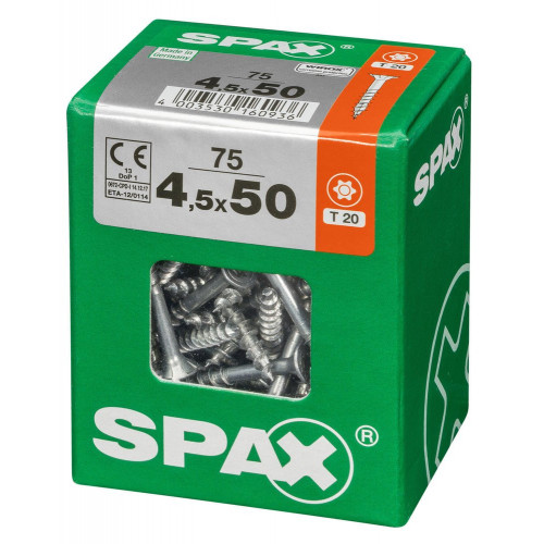 Lot De 75 Vis Acier Tête Fraisée Torx Spax, Diam.4.5 Mm X L.50 Mm - SPAX
