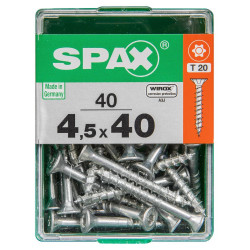 Lot De 40 Vis Acier Tête Autofraisée Plate Spax, Diam.4.5 Mm X L.40 Mm - SPAX