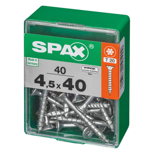 Lot De 40 Vis Acier Tête Autofraisée Plate Spax, Diam.4.5 Mm X L.40 Mm - SPAX