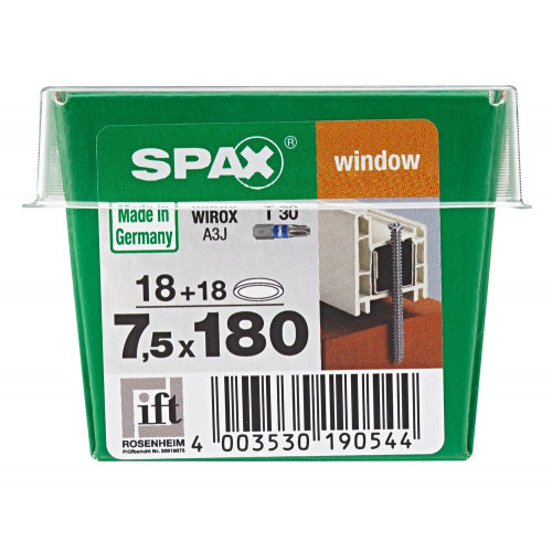 Lot De 18 Vis Acier Tête Fraisée Torx Spax, Diam.7.5 Mm X L.180 Mm - SPAX