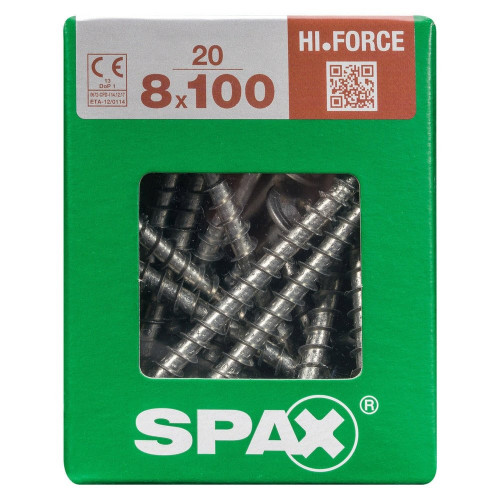 Lot De 20 Vis Acier Torx Spax, Diam.8 Mm X L.100 Mm - SPAX