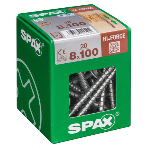 Lot De 20 Vis Acier Torx Spax, Diam.8 Mm X L.100 Mm - SPAX