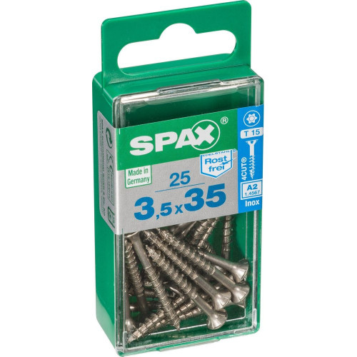 Lot De 25 Vis Inox Tête Fraisée Torx Spax, Diam.3.5 Mm X L.35 Mm - SPAX