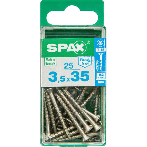 Lot De 25 Vis Inox Tête Fraisée Torx Spax, Diam.3.5 Mm X L.35 Mm - SPAX