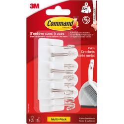 Lot de 9 crochets adhésif Plastique pointe métal, COMMAND, blanc 0.225 kg de marque COMMAND, référence: B9919700