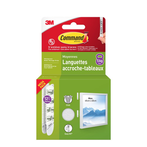 Languette accroche tableau moyen modele lot de 24 - COMMAND