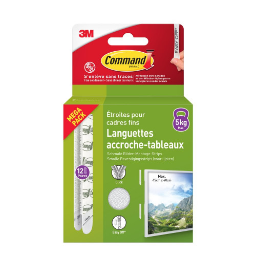 Languette adehesive cadre fin blanc lot de 24 - COMMAND