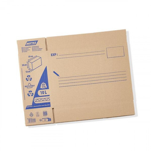 Carton d'expédition MOTTEZ, 10 l, l.12 cm x H.25 cm x p.36.5 cm - MOTTEZ
