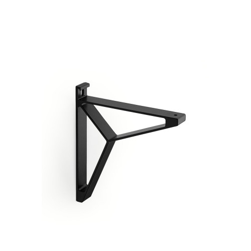 Lot de 2 équerres de fixation murale aluminium mat noir, P.16 cm - Sans marque
