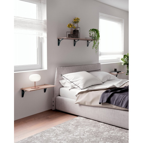 Lot de 2 équerres de fixation murale aluminium mat noir, P.16 cm - Sans marque