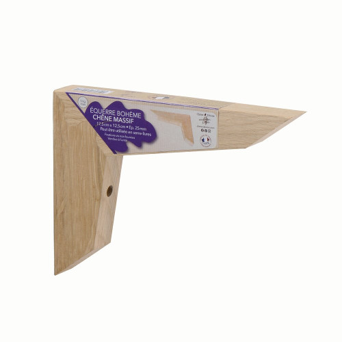 Equerre bois brut chene, H.12.5 x P.17.5 cm - Sans marque