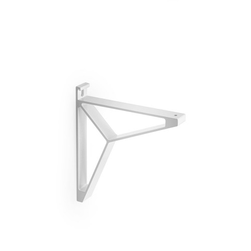 Lot de 2 équerres de fixation murale aluminium mat blanc, P.16 cm - Sans marque