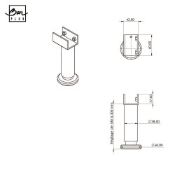 Pied de lit réglable rond BAR PLUS acier finition bois Ht. max 30 x Diam. 5.8 cm - BAR PLUS