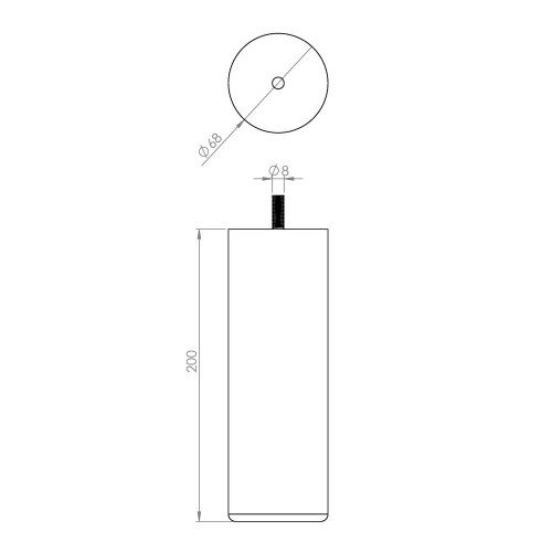 Pied de lit cylindrique hêtre noir Ht. 20 x Diam. 6,8 cm CIME - Cime