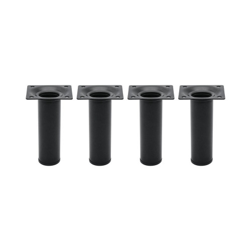 Lot de 4 pieds de meubles CIME fixe rond, acier noir produit sans finition Ht. m - Cime