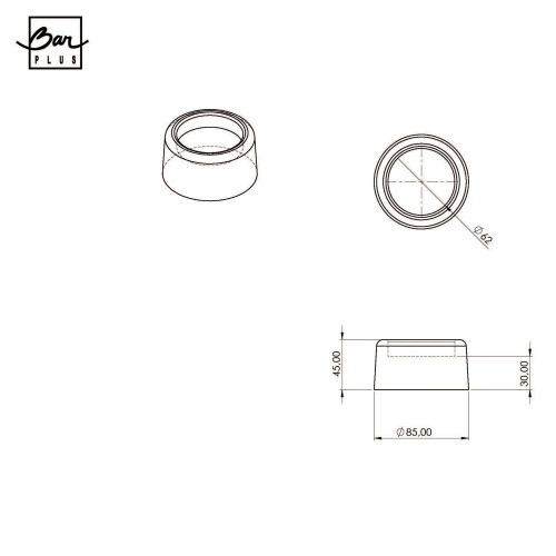Réhausse bois H.45 x Diam.77 mm BAR PLUS pour pied diamètre maxi 62mm - BAR PLUS