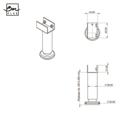 Pied de lit réglable rond BAR PLUS acier noir Ht. max 30 x Diam. 5.8 cm - BAR PLUS