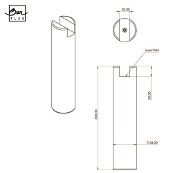 Pied de lit à encoche cylindrique hêtre vernis CIME H.30 x Diam. 6,8 cm - Cime