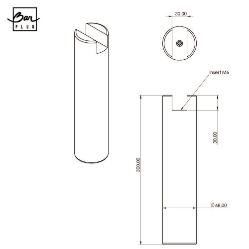 Pied de lit à encoche cylindrique hêtre vernis CIME H.30 x Diam. 6,8 cm - Cime