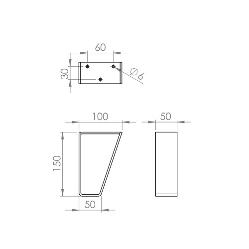 Pied meuble trapez h150x50x100mm blanc - Cime