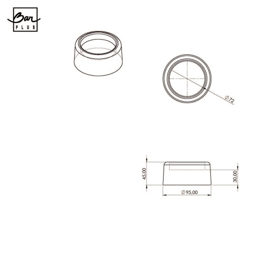 Réhausse bois H.45 x Diam.85 mm BAR PLUS pour pied diamètre maxi 72mm - BAR PLUS