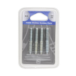 Lot de 4 vis double filet BAR PLUS, M8 x 50 mm de marque BAR PLUS, référence: B9927600